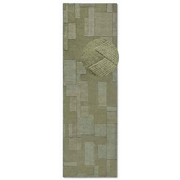 Koberec Běhoun do chodby 80x250 cm, zelený, moderní 3D vzor
