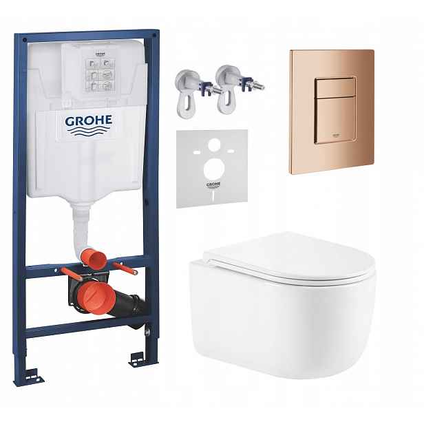 Podomítkový Wc set Grohe s mísou Lesna a tlačítkem měď lesk Fresh