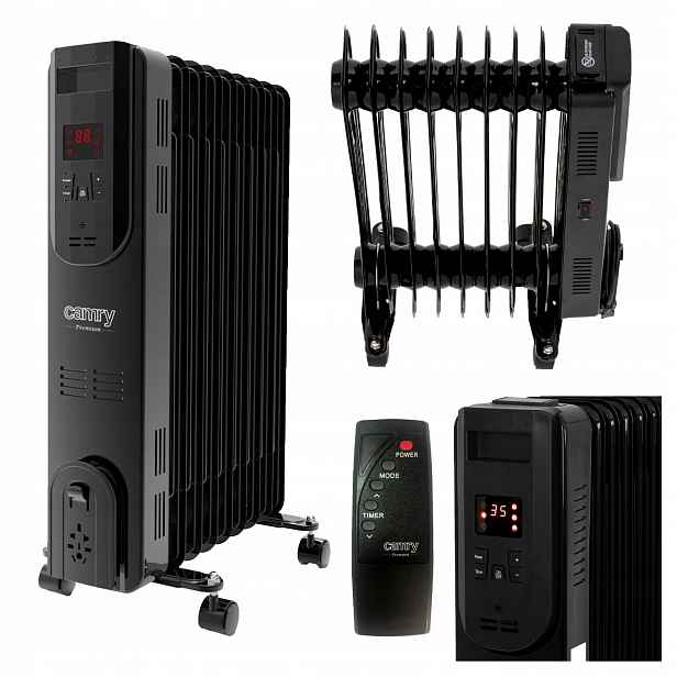 Elektrický Olejový Radiátor 2000 W Oleják 9 Žeber Termostat Dálkové Ovládání Led
