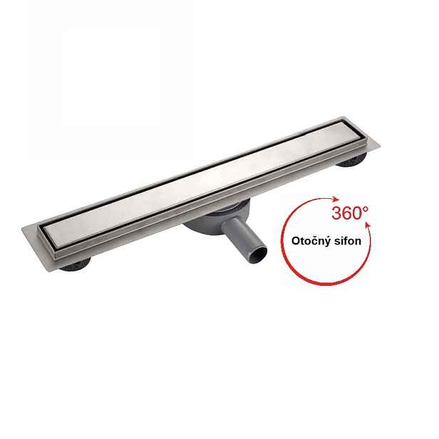 Koer Sprchový žlab 650 mm - Rotating Drain 650 odtokový sprchový kanálek nerez otočný sifon 360° - 650 mm  - s možností hladkého roštu; nebo pro dlažbu 65 cm