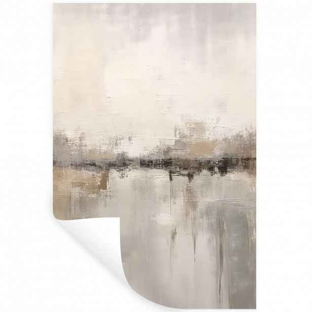 MuchoWow SAMOLEPKA NA ZEĎ Moderní umění - Abstraktní - Béžová 40x60 cm