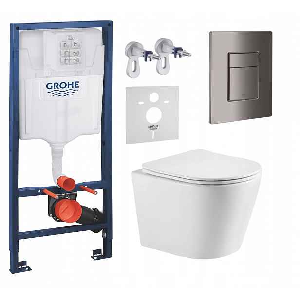 Podomítkový Wc set Grohe s mísou Jess a tlačítkem Grafit Lesk Fresh