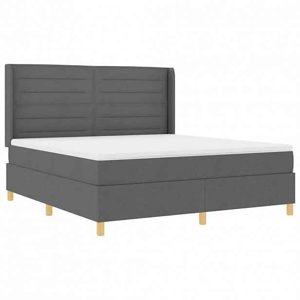 vidaXL Postel s boxspringem s LED pásky Šedá 180 x 200 cm textil