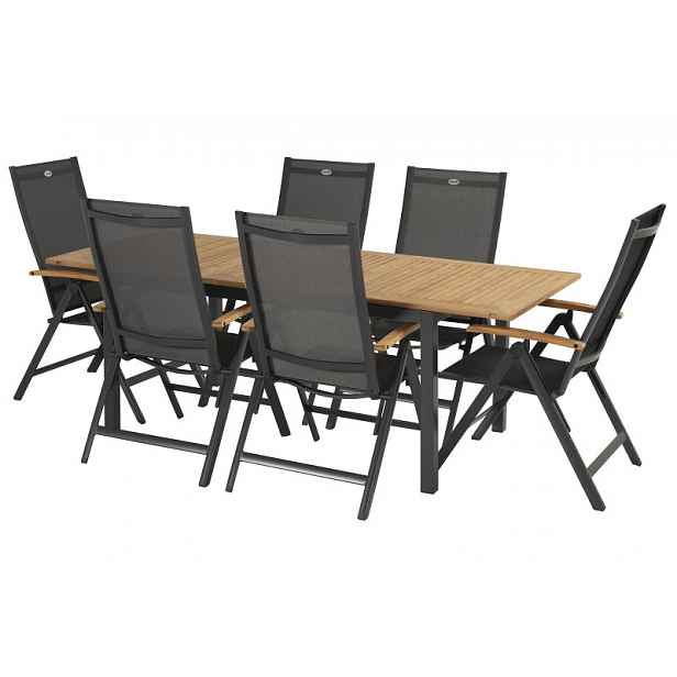Zahradní set South Wales + 6 x křeslo Aruba, rozkládací stůl 150/210x90cm HN63000445