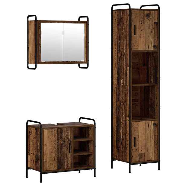 vidaXL Sada koupelnových skříněk 3 ks Staré dřevo 40 x 36 x 181 cm