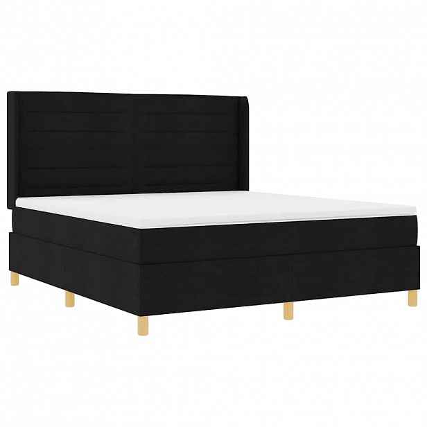 vidaXL Postel s boxspringem s LED pásky Černá 180 x 200 cm textil