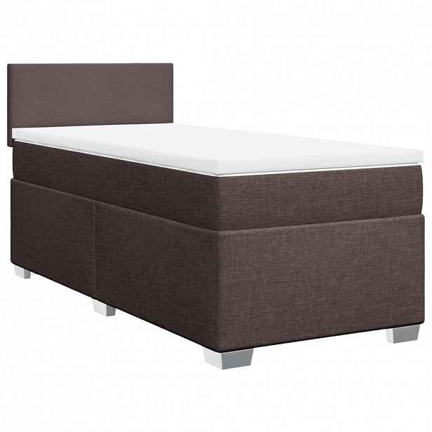 vidaXL Box spring postel s matrací tmavě hnědá 90x190 cm textil
