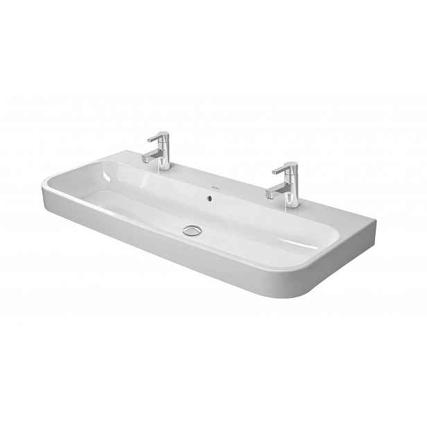 Duravit Happy D.2 - Dvojumyvadlo 120x51 cm, s přepadem, 2 otvory pro baterie, bílá 2318120026
