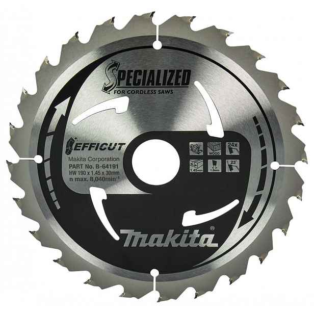 Makita - Pilový kotouč na dřevo 190x30 mm, 24 zubů B-64191