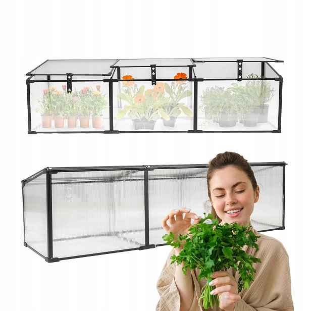 Mini Skleník 180 CM Pařeniště Rozsadník 3 Komory Černá Magnolie III