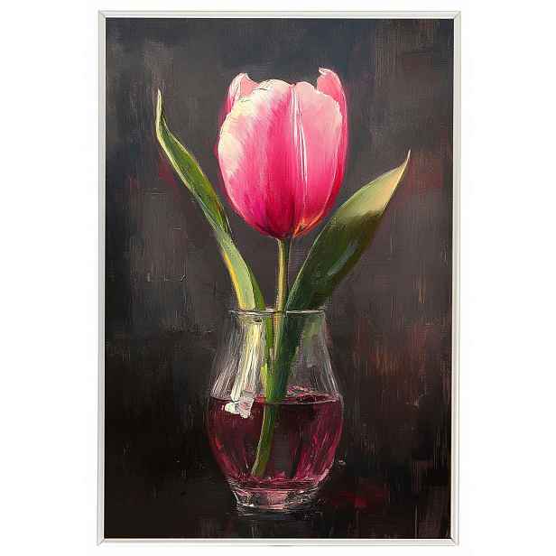 Plakát Rámeček Hliníkový Olej Dekorace Příroda Růžový Květ Tulipán 40x60