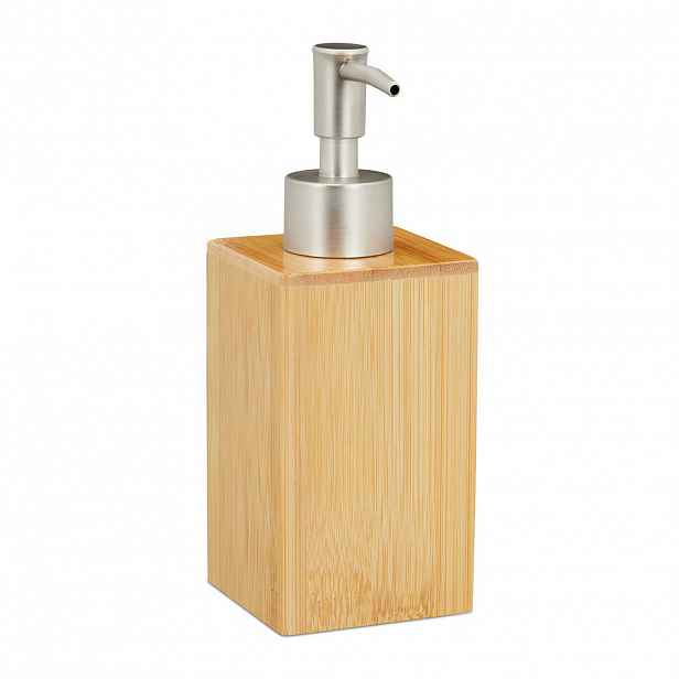 Relaxdays DÁVKOVAČ mýdla Přírodní Stříbrná Bambus 200 ml