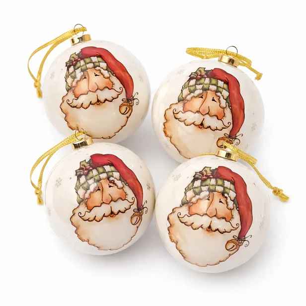 Sada vánočních ozdob koule 8 cm, Santa Claus, plast, balení 6 ks