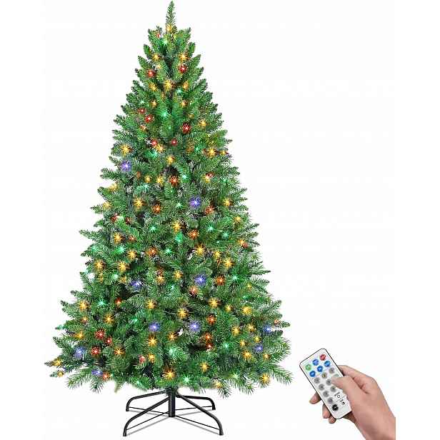 Umělý Vánoční Stromeček s 300 barevnými Led lampami, 180 cm, zelený