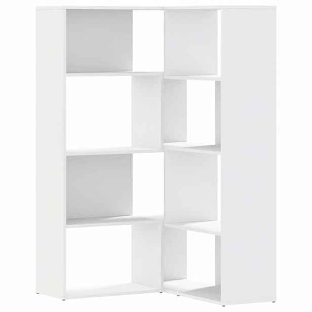 vidaXL Rohová 4patrová knihovna bílá 85 x 85 x 140 cm kompozitní dřevo