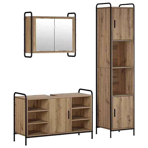 vidaXL Sada koupelnových skříněk 3 ks Dub artisan 40 x 36 x 181 cm
