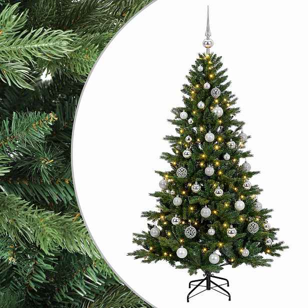 vidaXL Umělý vánoční stromek s vánočními koulemi 120 cm 150 LED