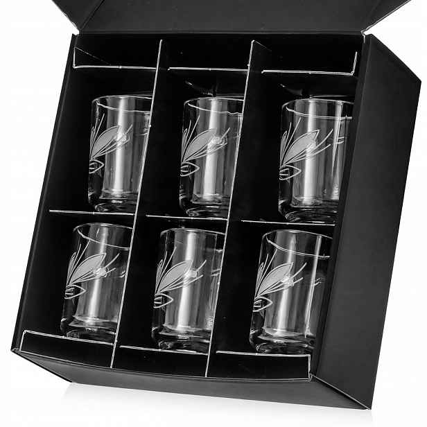 Sklenice s ouškem na čaj kávu 220 ml Listek 6 Ks.