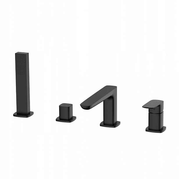 Vanová baterie 4-otvorová černá mat Avapax Qanix ABQA241321, 206 mm