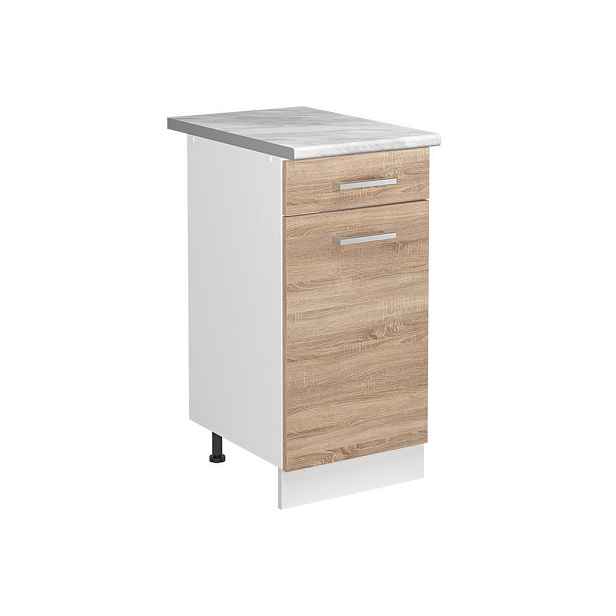 Vicco SKŘÍŇKA POD DŘEZ R-Line, Sonoma/Bílá, 40 cm pracovní deska Mramor