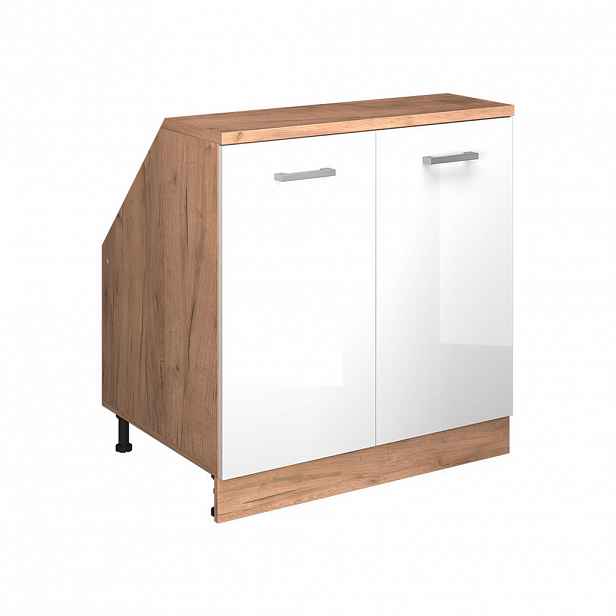 Vicco WARDROBE FOR SLOPING CEILING Rion Bílá vysoký lesk 80 x 81.6 cm se 2 dveřmi, korpus skříně hloubka 60 cm