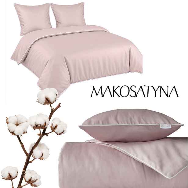 Povlečení Pure z bavlněného makosatinu 140x200 Růžová Pudrová Premium