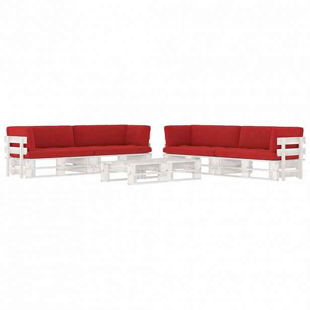 vidaXL 6dílná zahradní sedací souprava z palet a podušky bílá borovice