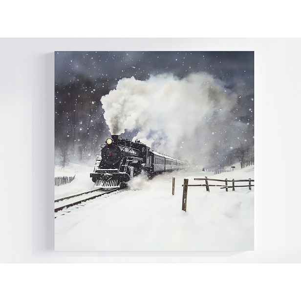 Obraz Na Plátně Canvas Parní Vlak Zima Sníh Retro Vintage 50x50
