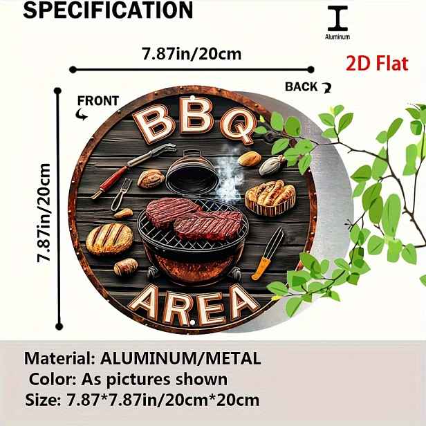 TEMU 2D ploché - Závěsné ozdoby 2D Fiat, ne 3D dřevěné logo grilovacího místa, (7.87In X 7.87In) inspirované retro BBQ nástěnným uměním, venkovní