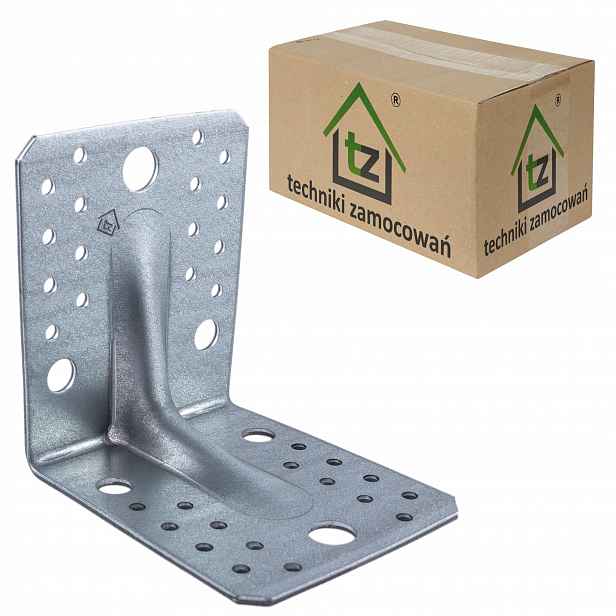 Tesařský úhelník ocelový 105x105x90 x 2,5 mm 100 Ks perforovaný zesílení KP2