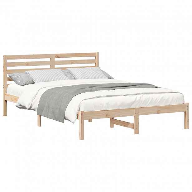 vidaXL Rám postele s čelo Hnědá 140 x 220 cm Masivní borové dřevo