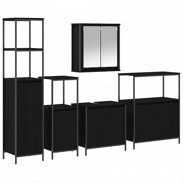 vidaXL Sada koupelnového nábytku 5 ks Černý dub 36 x 35 x 165 cm