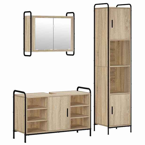 vidaXL Sada koupelnových skříněk 3 ks Dub sonoma 40 x 36 x 181 cm