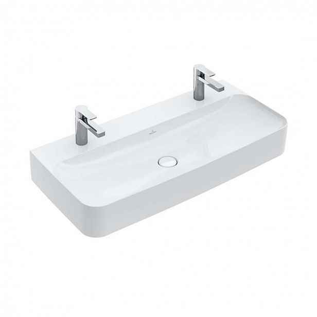 Villeroy & Boch Finion - Dvojumyvadlo bez přepadu, 100x47 cm, s CeramicPlus, alpská bílá 41681LR1