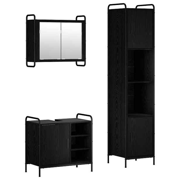 vidaXL Sada koupelnových skříněk 3 ks Černý dub 40 x 36 x 181 cm