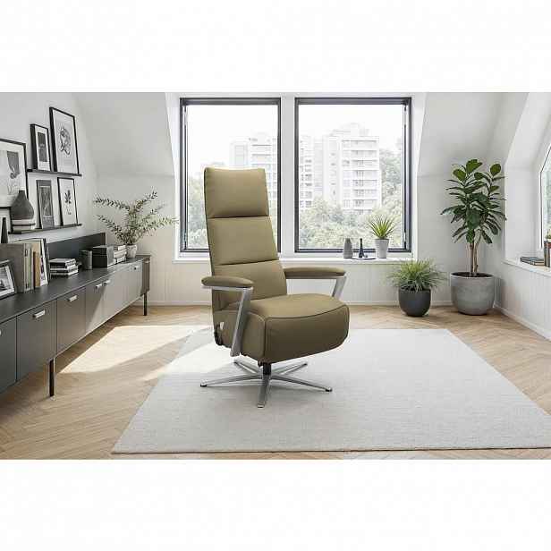 Sit & More RELAXAČNÍ KŘESLO, kůže, olivově zelená