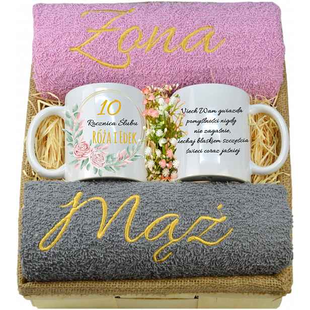 dárek Jubileum Výročí Svatby zlatá výšivka 10 20 30 40 50 ručníky a hrnky