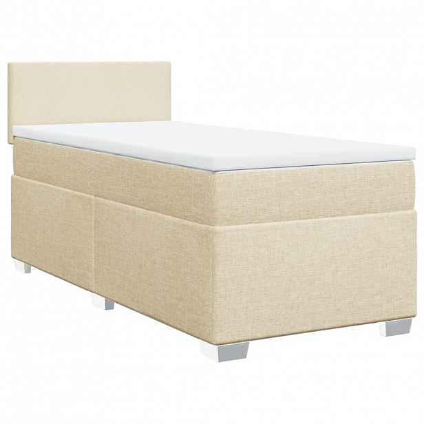 vidaXL Box spring postel s matrací krémová 90x190 cm textil