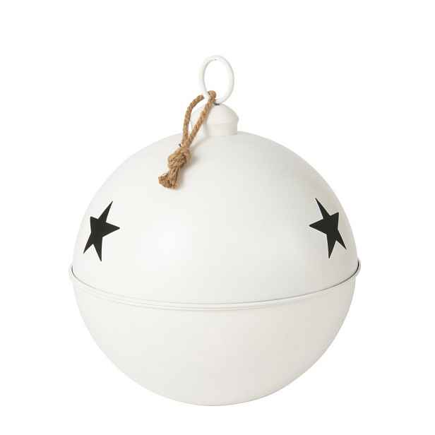 Bílá kovová ozdoba rolnička se šňůrkou Baub Xmas L - Ø 51*60 cm J-Line by Jolipa