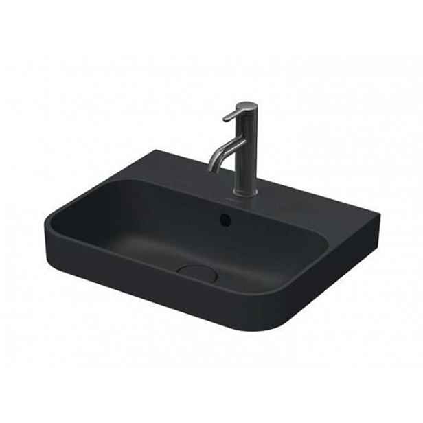 Duravit Happy D.2 - Umyvadlo na desku, 50x40 cm, s přepadem, otvor pro baterii, s výpustí, antracit 2360501300