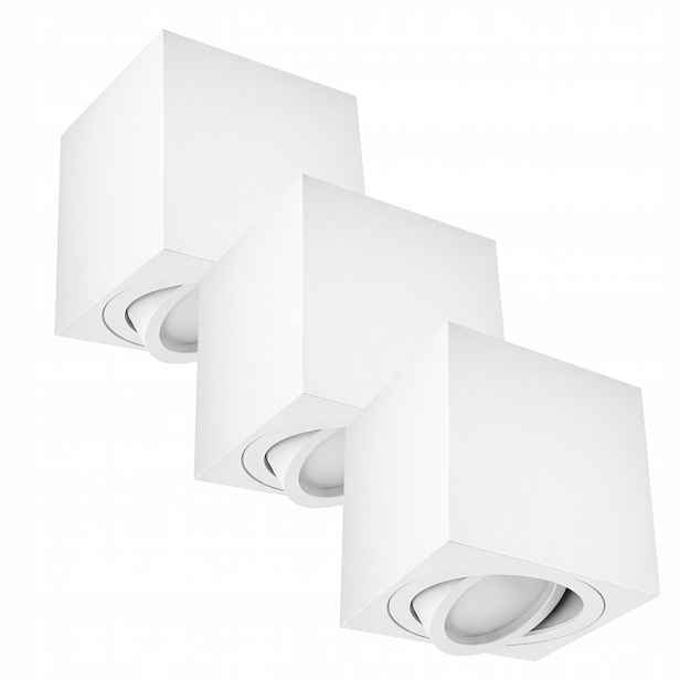 Halogenové stropní svítidlo Lampa na omítku 3X GU10 Tuba bílá čtverec Spot
