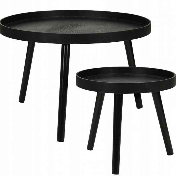 Sada odkládacích stolků ve dvou velikostech, Ø 60 cm, Ø 38 cm, černé