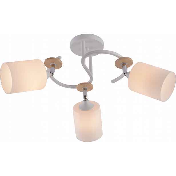 Stropní Svítidlo Lustr E27 3x60W Wh+cr+wood Vargo DL1362