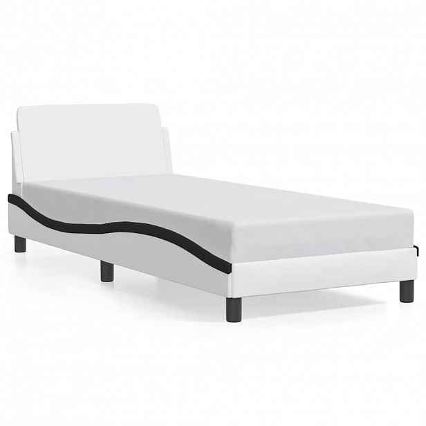 vidaXL Rám postele Dover bílý a černý 90 x 200 cm umělá kůže