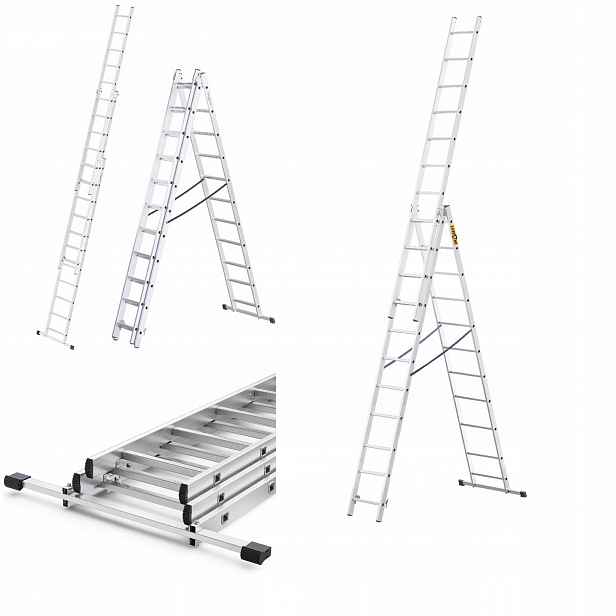 Žebřík průmyslový žebřík 3x11 multifunkční Home Drabest 150 kg