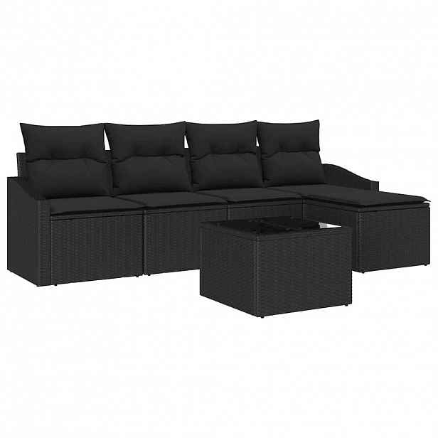 vidaXL Set pohovek 6 ks Černá polyratan