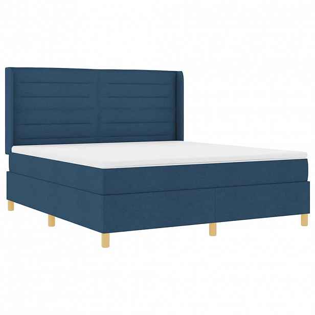 vidaXL Postel s boxspringem s LED pásky Modrá 180 x 200 cm textil
