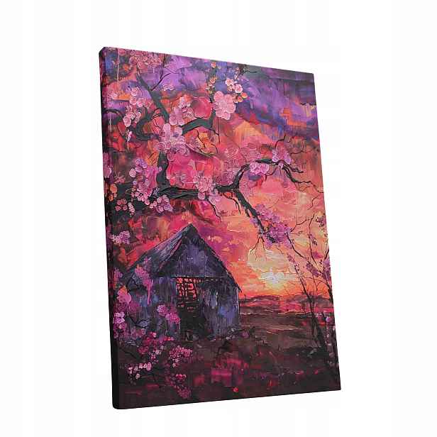 Obraz na plátně Západ Slunce, květiny, krajina – obraz do bytu, pokoje, obýváku 60x80 cm