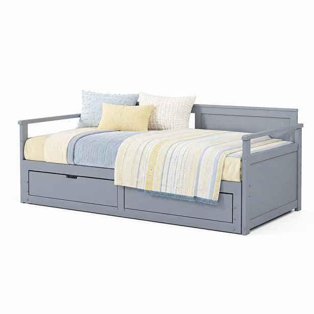 CHICFURN VÝSUVNÁ POSTEL 90/190 cm & 180/190 cm v šedé barvě se zásuvkami