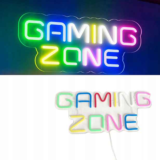 Neonová Značka Gaming Zone Pro Nástěnné Dekorace, Neonová Led Světla 5V/12W